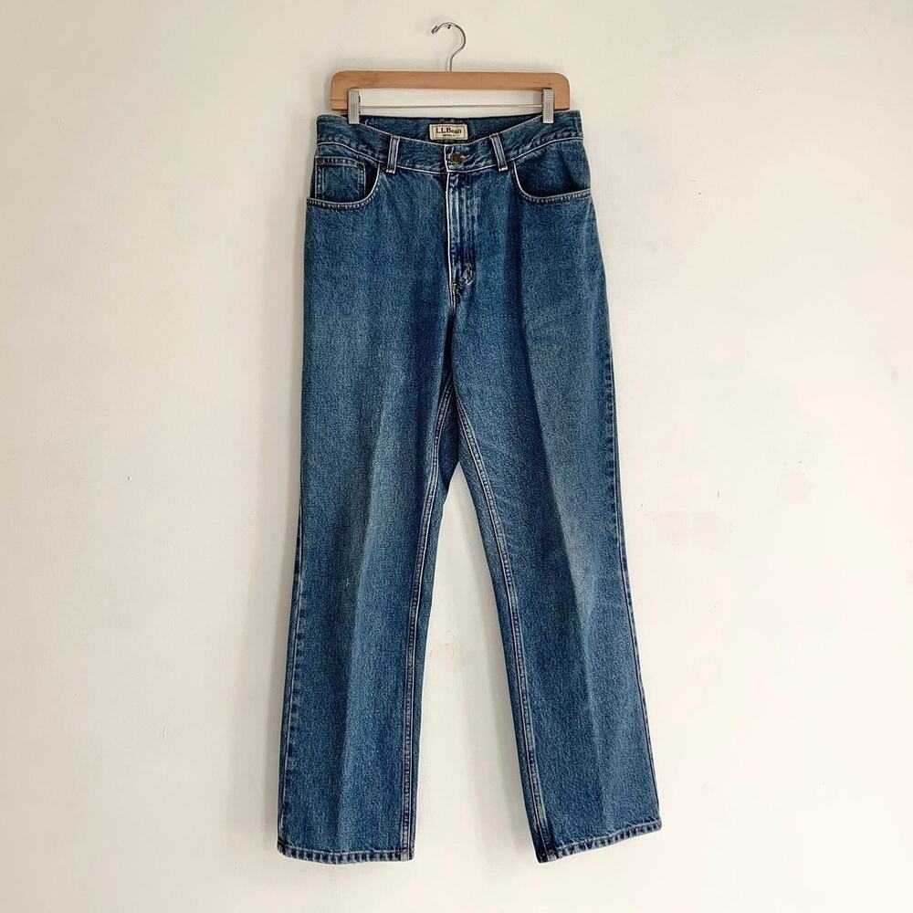 Vintage 90s LL Bean Jeans | High Waist Wide Leg Denim | Medium Wash | W31"